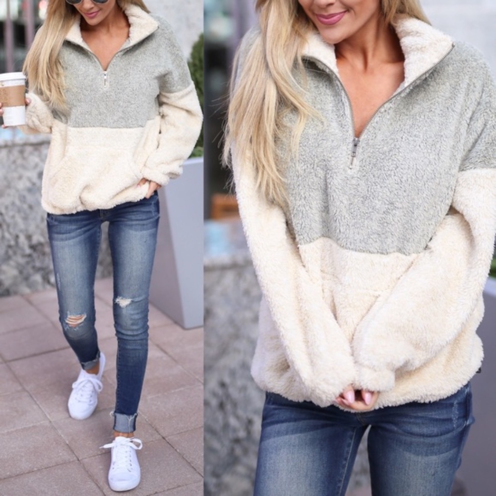 GEORGIA Fuzzy Sweater - CHARCOAL - Picture 4 of 5